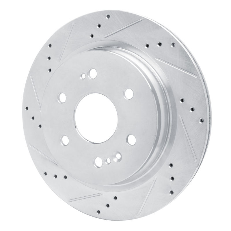 Cadillac Escalade ESV Brake Rotor (1) - Rear Left - R1 Concepts - Drilled & Slotted - Silver - `19-`25